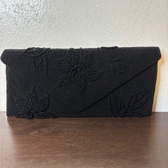 Elegant Vintage Black Beaded Clutch